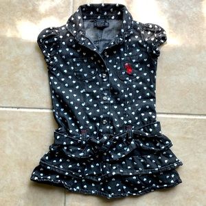 U.S. Polo Assn. Girls Ruffled Denim Dress